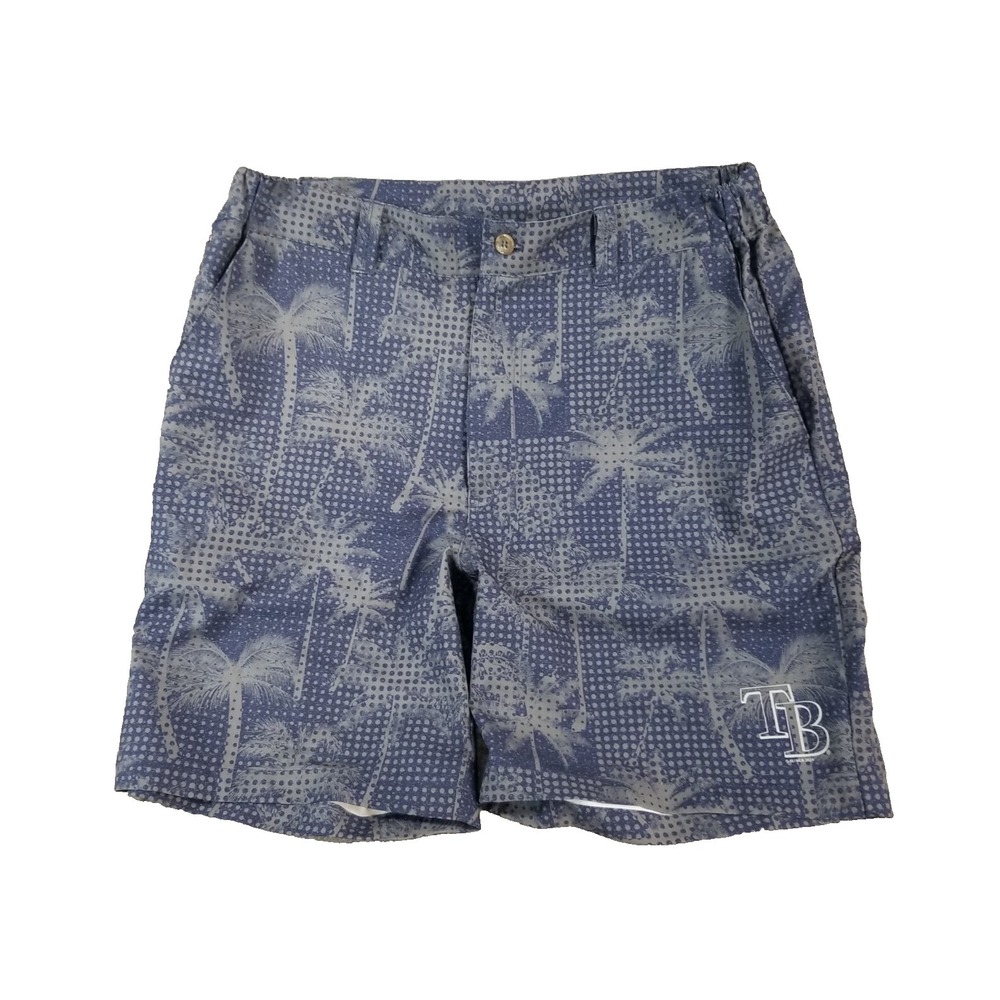 MLB GIII Carl Banks Tampa Bay Rays shorts men's medium blue tropical Dri-Fit
